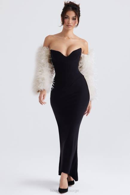 klær ash off white marabou jakke med ermer House of CB J6RL1037