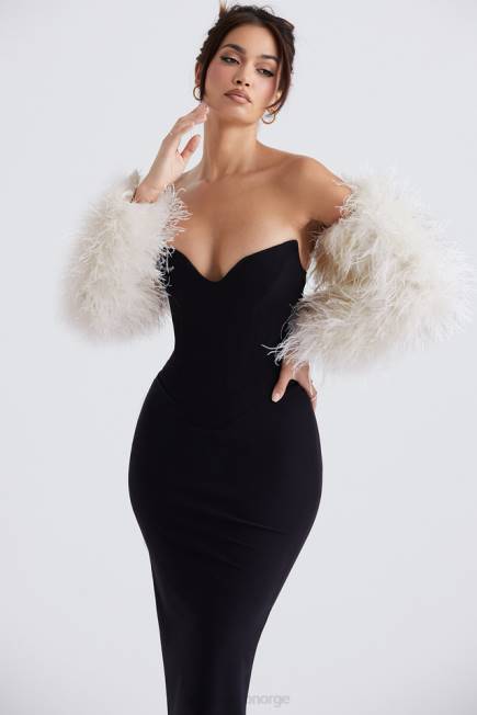 klær ash off white marabou jakke med ermer House of CB J6RL1037