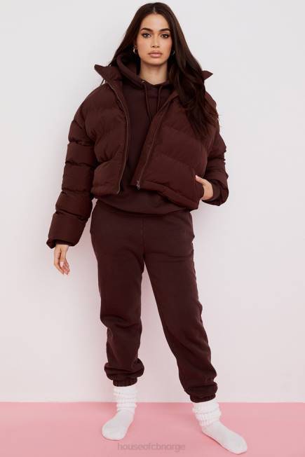 klær hero chocolate oversized pufferjakke i c-form House of CB J6RL1047