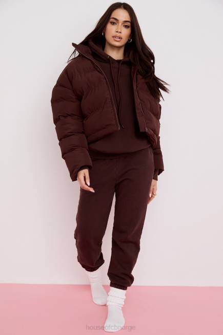 klær hero chocolate oversized pufferjakke i c-form House of CB J6RL1047