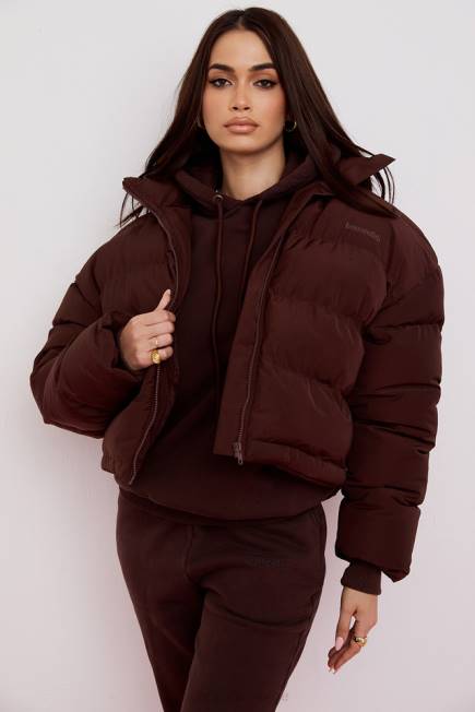 klær hero chocolate oversized pufferjakke i c-form House of CB J6RL1047