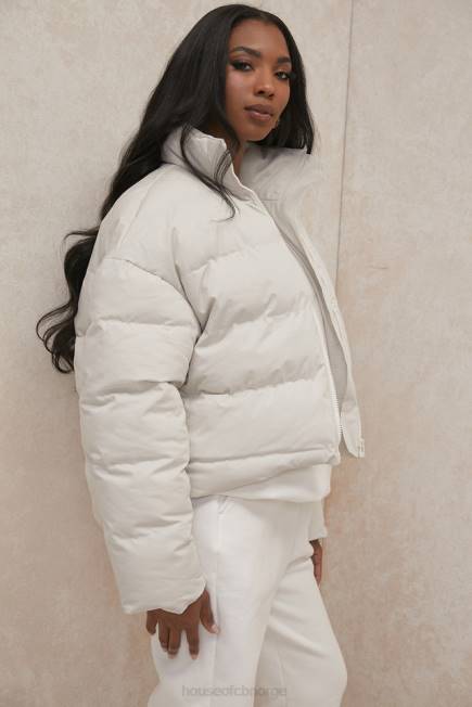 klær hero elfenben oversized pufferjakke i c-form House of CB J6RL1046