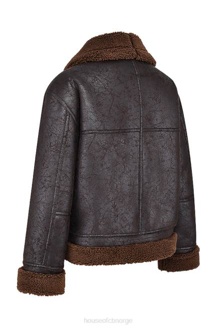 klær madden brown vegansk shearling aviator jakke House of CB J6RL1025
