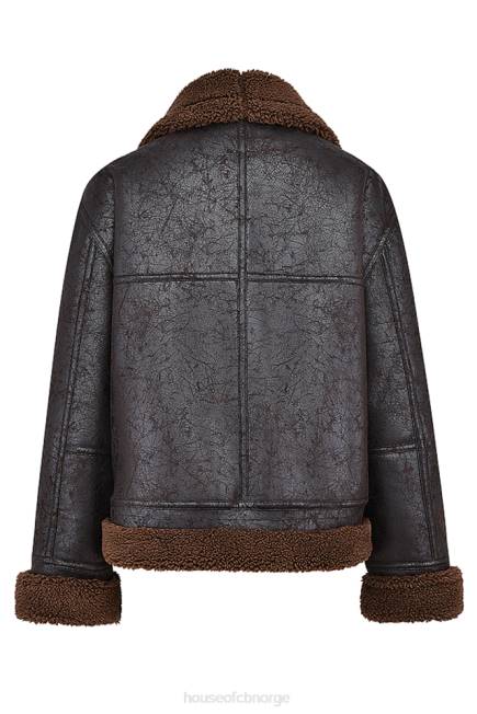 klær madden brown vegansk shearling aviator jakke House of CB J6RL1025