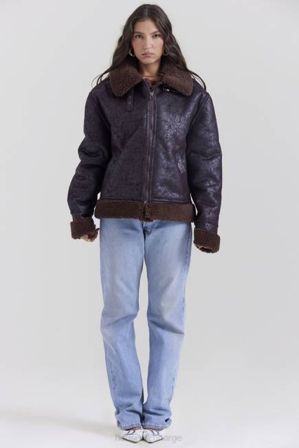 klær madden brown vegansk shearling aviator jakke House of CB J6RL1025