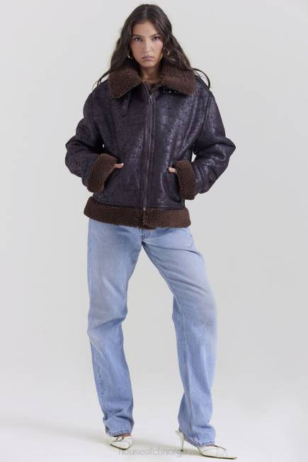klær madden brown vegansk shearling aviator jakke House of CB J6RL1025