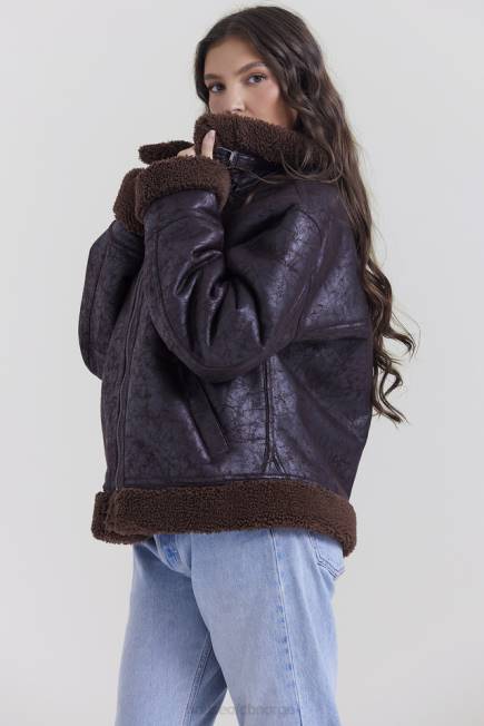 klær madden brown vegansk shearling aviator jakke House of CB J6RL1025