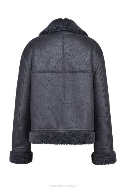 klær madden grey vegansk shearling aviator jakke House of CB J6RL1026