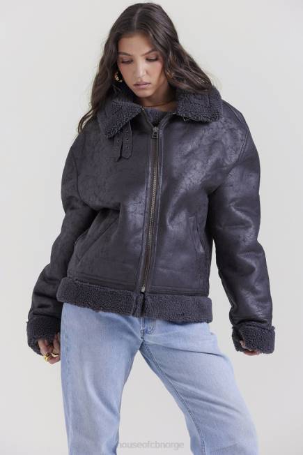 klær madden grey vegansk shearling aviator jakke House of CB J6RL1026
