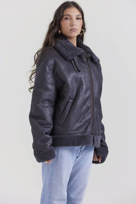 klær madden grey vegansk shearling aviator jakke House of CB J6RL1026