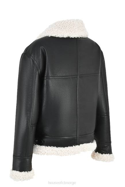 klær madden svart vegansk shearling aviator jakke House of CB J6RL1041