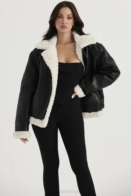 klær madden svart vegansk shearling aviator jakke House of CB J6RL1041