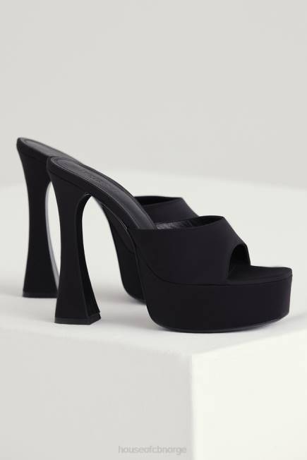 sko alessandra svart sateng plattform muldyr House of CB J6RL1065