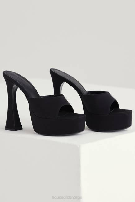sko alessandra svart sateng plattform muldyr House of CB J6RL1065