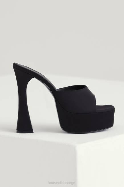 sko alessandra svart sateng plattform muldyr House of CB J6RL1065