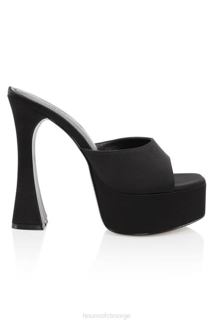 sko alessandra svart sateng plattform muldyr House of CB J6RL1065