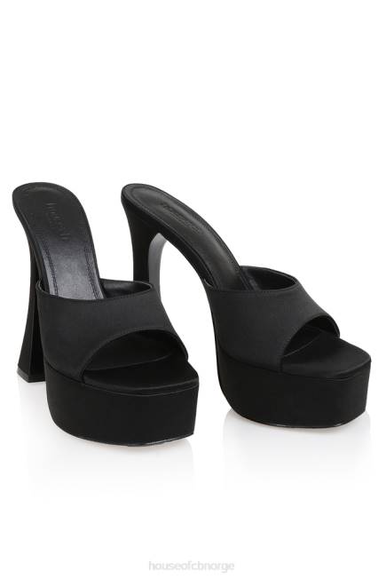 sko alessandra svart sateng plattform muldyr House of CB J6RL1065