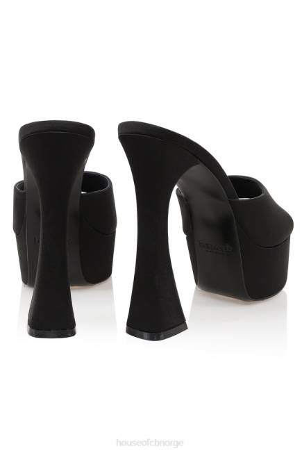 sko alessandra svart sateng plattform muldyr House of CB J6RL1065