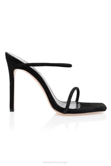 sko barbeint svart semsket skinny rem sandal House of CB J6RL1104
