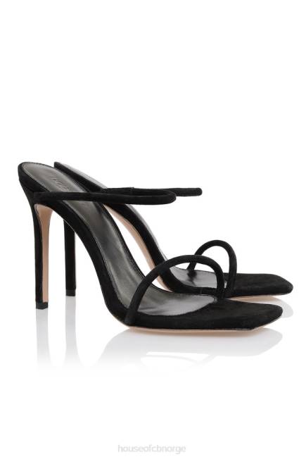sko barbeint svart semsket skinny rem sandal House of CB J6RL1104