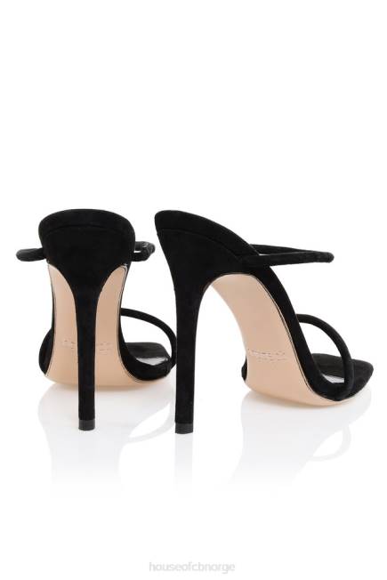 sko barbeint svart semsket skinny rem sandal House of CB J6RL1104