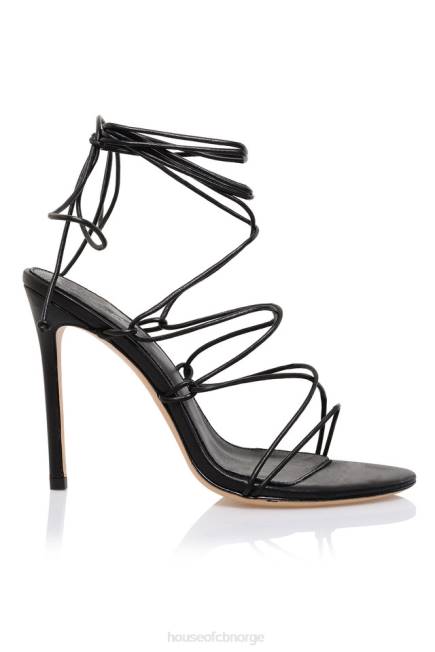sko tao 100 svart skinn knapt der sandal House of CB J6RL1102
